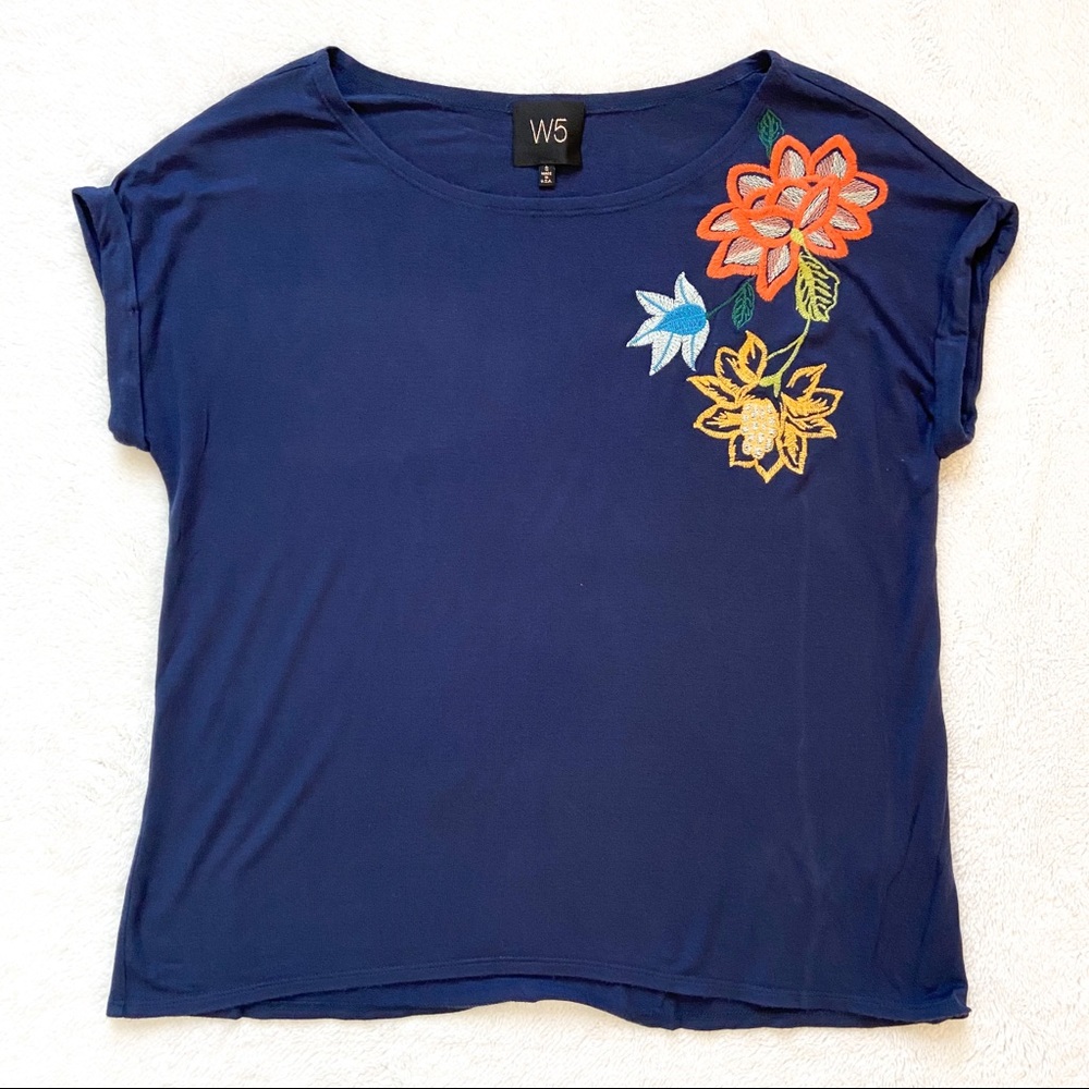 W5 Anthropologie embroidered floral top